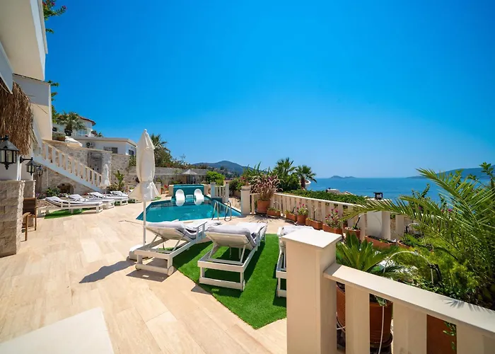Scenic Hillside With Pool Terrace Villa Kalkan